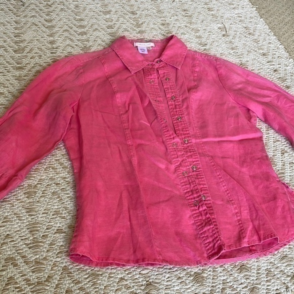 Cold water Creek petite medium linen button down top